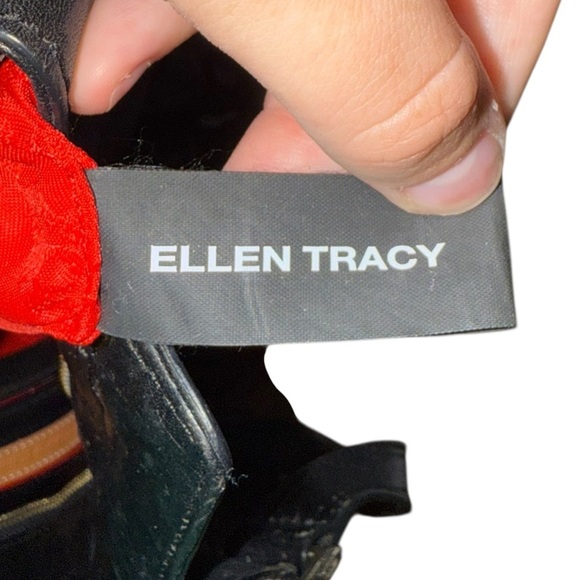 Ellen Tracy Black Genuine Leather Tote Shoulder Handbag Pocketbook Purse - Picture 12 of 16